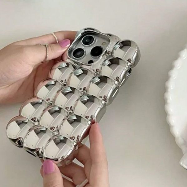 The [Xinmingnuo] Premium Electroplated Waffle Crossbody Chain Case Is Suitable for Iphone 14 Pro Max, Compatible with The New Apple 13 Pro, 12 Pro, And Creatively Designed 3D Protective Cases for Women, Including Niche Full-Cover Options for 11, 13, And 14 - Image 5