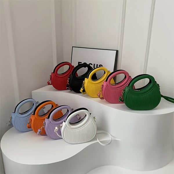 Chic Black Embossed Striped Ladies' HandbagSummer Versatile Crossbody Pleated Bag with Trendy PersonalityElegant, Stylish & Niche-Designed Handheld/ Handbag for Women's CommutingAvailable in 3 Colors - Image 2