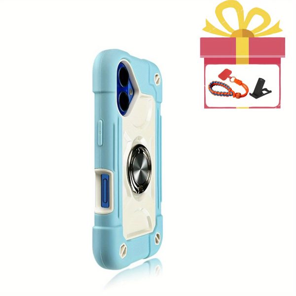A Colorful Dual Ring Case Suitable for The Apple Iphone 16, Featuring a Durable Shell with a 360° Dual Rotating Ring Stand, a Phone Lanyard, And a 3-In-1 Protective Cover That Is Shockproof. - Image 6