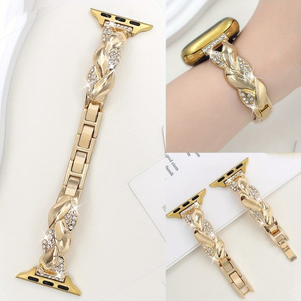 1pc Elegant Zodiac Sign Zinc Alloy Bracelet for Women - Sparkling Rhinestone Design, Adjustable Deploy Clasp, Perfect for Apple Watch (38mm-49mm), Ideal Gift for Parties, Nightclubs, Weddings, and Daily Wear, Party Accessory|Zodiac Themed|Adjustable Bracelet - Image 2