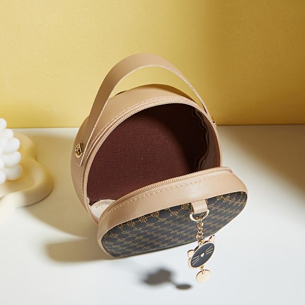 Women'S Stylish Black Round Shoulder Bag with Golden-Tone Hardware & Decorative Charm - Compact Synthetic Faux Leather Phone Purse for Daily Use, Travel, and Special Occasions - Perfect Gift for Holidays, Everyday Carry Bag|Chic Accessory|Comfortable Texture - Image 14