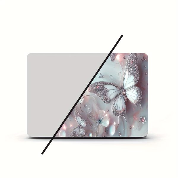 2pcs Butterfly Floral Laptop Skins, Vinyl Notebook Computer Case Stickers, Scratch-Resistant DIY Art Protective Covers, Easy to Apply & Durable Design for Notebooks - Semi-Matte Finish, Notebook Customization | Butterfly Pattern | Self-adhesive Design - Image 4