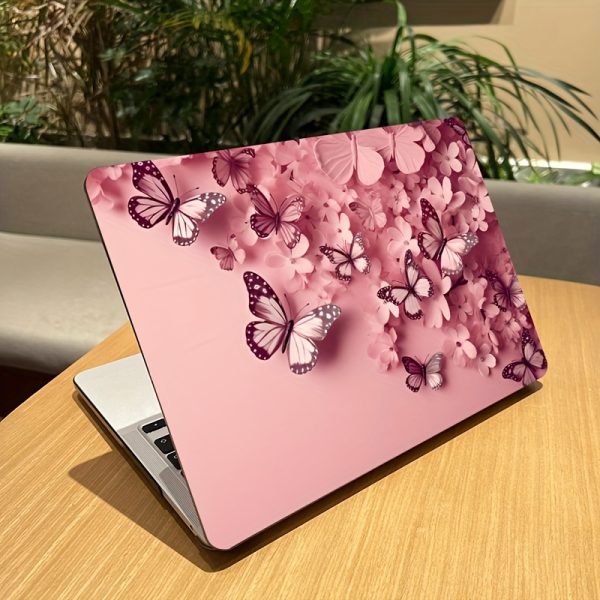 2pcs 3D Pink Butterfly Vinyl Laptop Sleeve Stickers - Waterproof, Scratch-Resistant PVC, Easy Apply & Remove, No Marks, Fits 33.02-38.1cm Laptops, Decorative Floral Design, Perfect Digital Gift - Image 8