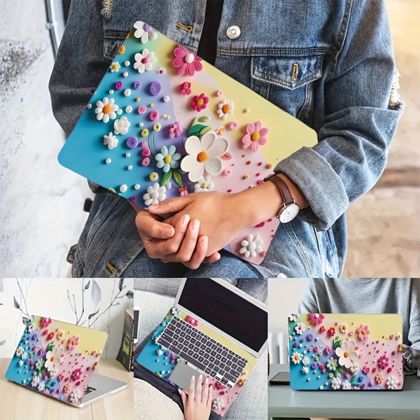 2pcs Vinyl Material, Gorgeous Flower Design Laptop Case, Anti-Scratch Laptop Case for 15.35 Inch X 10.6 Inch Laptop. Product Size: 27Cmx39Cm (10.63 Inch X 15.35Inch) - Image 6