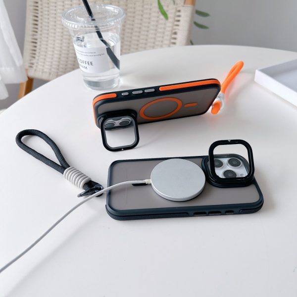Luxury Matte Textured Lens Metal Bracket Magnetic Wireless Charging Phone Case and Lanyard, Suitable for iPhone 16promax 16 15 14 13 12 11 Pro Max Plus with Camera Lens Protective Film - Image 14
