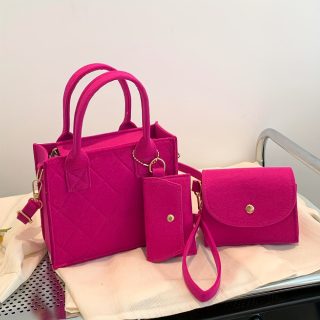 3pcs Embossed Women'S Handbag Set - Stylish Crossbody Bag, Clutch, and Wallet, Solid Color Casual Square Bag, Fashionable Fabric for Daily Use