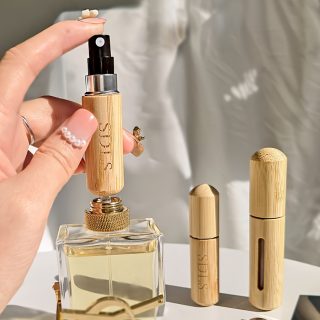 1/2pcs Bamboo Shell Perfume Atomizer, Refillable Spray Bottle, 5ml & 8ml Portable Mini Empty Bottles, Luxury Pocket-Sized Fragrance Dispenser With Visible Window, Bottom-Fill Design For Travel & Outdoors