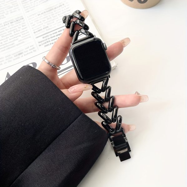 1pc V-Shaped Gold-Plated Stainless Steel Smartwatch Band, Elegant Metal Strap with Jewel Clasp, Compatible with Apple Watch Series 1-SE & SE (40mm, 44mm, 45mm, 46mm, 49mm), Non-Water Resistant, with No Battery for Apple Watch - Image 8