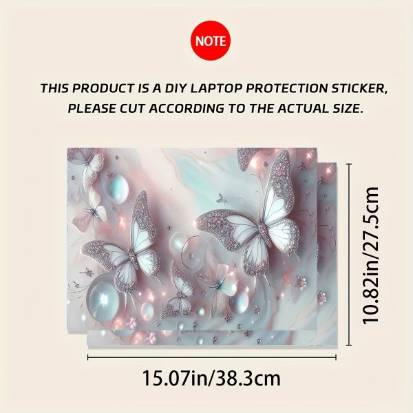 2pcs Butterfly Floral Laptop Skins, Vinyl Notebook Computer Case Stickers, Scratch-Resistant DIY Art Protective Covers, Easy to Apply & Durable Design for Notebooks - Semi-Matte Finish, Notebook Customization | Butterfly Pattern | Self-adhesive Design - Image 2