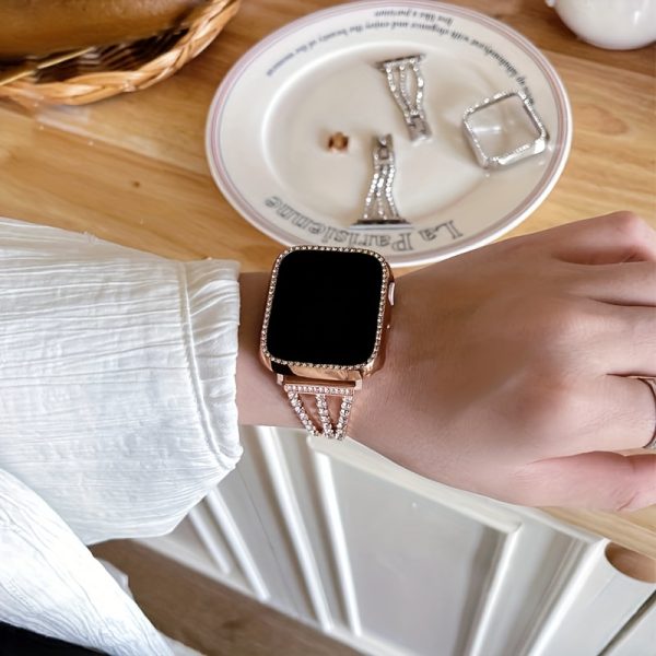 BIIFAKOO Rhinestone Bracelet Watch Band, Metal Strap Compatible with i Watch Series Ultra 10/9/8/7/SE/6/5/4/3/2/1, Water-Resistant, Multiple Sizes (38mm-49mm) - Image 4