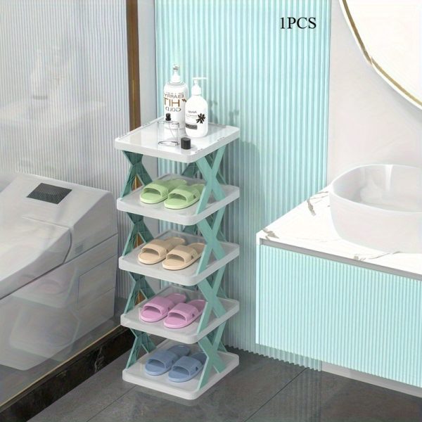 Space-Saving Foldable Shoe Rack, Compact Storage Box for Shoes - Suitable for RVs, Bathrooms, and Dormitories with Dual Row Design - Durable PVC Plastic - Image 4