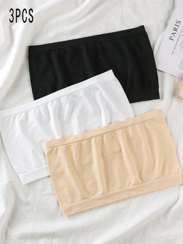 Pack of 3 High Elastic Seamless One-Word Camisole Breathable Bottoming Anti-Slip Camisole - Image 2