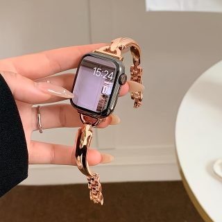 Metel for apple Watch Band - Stylish & Durable, Fits Series 10/9/8/7, for Iwatch Ultra 2/1 & SE 6/5/4, Water-Resistant, 38mm to 49mm Sizes, Pink with Golden Accents, for Iwatch Accessory | Elegant Timepiece | Durable Strap, for Iwatch Accessories