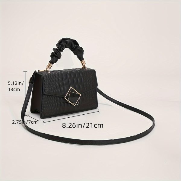 Women'S Fashion Faux Leather Satchel, Solid Color, Buckle Closure, with Edge Paint, with Accessory, for Occasion-Ready, Do Not Wash - Image 3
