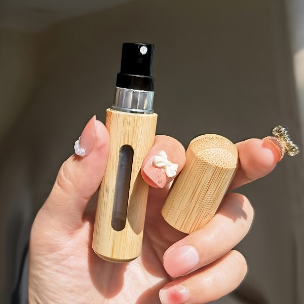 1/2pcs Bamboo Shell Perfume Atomizer, Refillable Spray Bottle, 5ml & 8ml Portable Mini Empty Bottles, Luxury Pocket-Sized Fragrance Dispenser With Visible Window, Bottom-Fill Design For Travel & Outdoors - Image 5