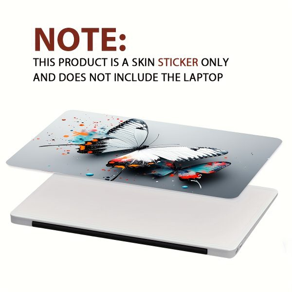 2pcs Butterfly Ink Splashing Laptop Art Decal Protective Case, Universal Netbook Light Beige Sticker Non-Duplicate Use Field Notebook Computer Light Beige Sticker Decal Waterproof and Scratch Resistant - Waterproof, Anti-scratch, Suitable for Laptops, Cars, Helmets, Motorcycles, Refrigerator Decorations - Image 6