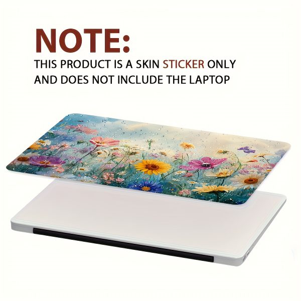 2pcs Floral Vinyl Laptop Skins, Vibrant Flower Design, Scratch-Resistant DIY Art Covers for Notebooks & Cars - Easy Apply, Durable Decoration, Notebook Accessories - Image 4