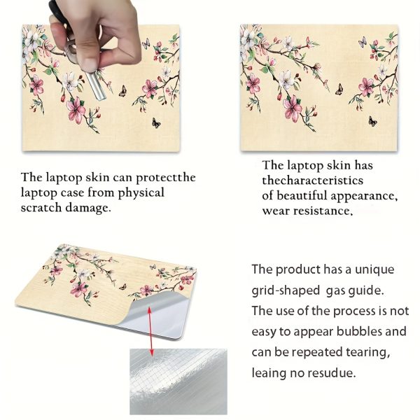 2pcs Pink Peach Blossom Vinyl Laptop Skin Stickers, 27cm x 39cm - Scratch-Resistant DIY Art Protection for HP, Dell, Lenovo, Apple, ASUS Laptops, Laptop Accessories | Artistic Laptop Cover | Durable Laptop Skin, Laptop Decor - Image 11