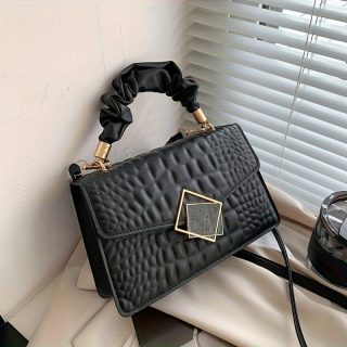 Women'S Fashion Faux Leather Satchel, Solid Color, Buckle Closure, with Edge Paint, with Accessory, for Occasion-Ready, Do Not Wash