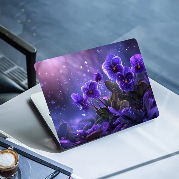 2pcs Purple Pansy Floral Vinyl Laptop Sticker Skins - Scratch-Resistant Waterproof Decals for 30.48-38.1 cm Laptops, Easy Peel & Stick No Residue, Replaceable Disposable Decoration, Perfect Digital Gift, Tech Accessory, Eyecatching Design, Scratchresistant Decal - Image 7