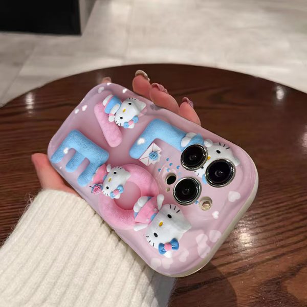 Sanrio Genuine Licensed Case Hello Kitty Cat Cute LOVE Letter Model Pink and Blue Neon Gradient Silicone Case for iPhone 16/ 15/ 14/ 13/ 12/ 11/ 8/ 7/ Pro Max/ Plus/ X/ XS/ XR/ XS MAX Perfect Gift for Holidays and Birthdays! - Image 7
