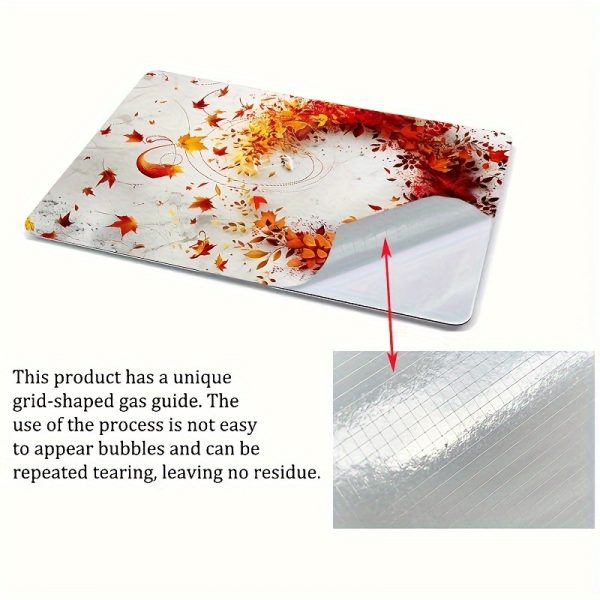 Autumn Leaves Pattern Laptop Skin Decal Set, Polyvinyl Chloride, Self-Adhesive, Reusable, Semi-Matte Finish, Scratch-Resistant Notebook Cover for 30.48-39.62 cm Laptops, Easy Application & Removal - 2pcs - Image 7