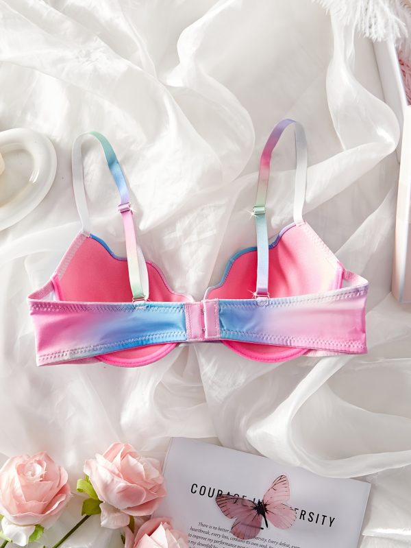 Women's Sexy Gradient Print Underwire Bra - Ombre Blue to Pink Lift & Support, Comfortable Steel Boned Lingerie for Bridal & Special Occasions, Evening Wear Accessory | Comfortable Fit - Image 3