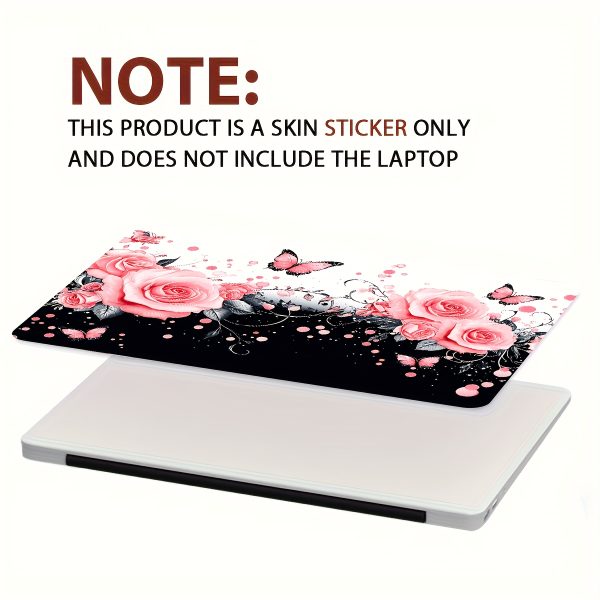 2pcs Elegant Pink Rose & Butterfly Vinyl Laptop Skins - Waterproof, Scratch-Resistant, Self-Adhesive Art Protection for Laptops & Cars, Perfect for Women'S Accessories, Laptop Skin | Artistic Laptop Skin | Durable Laptop Skin, Laptop Decor - Image 4