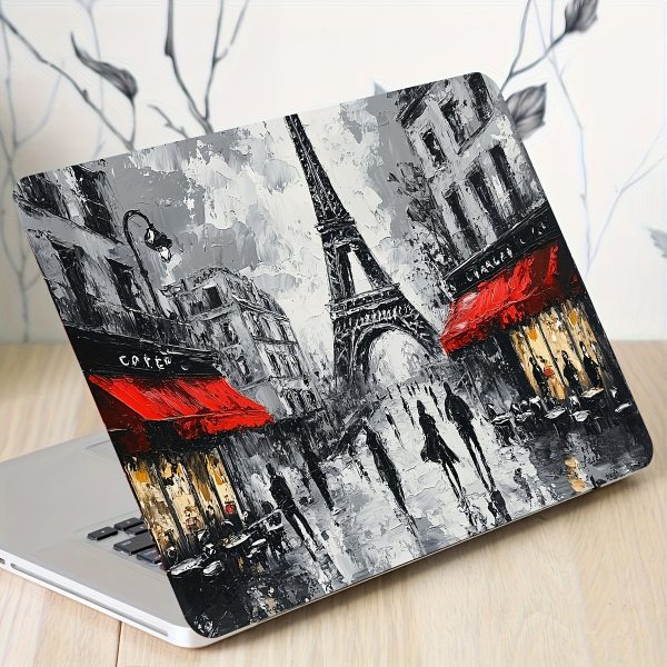 2pcs Paris Street Pattern Laptop Art Decal Protective Case, Universal Netbook Light Beige Stickers Non-Reusable Laptop Skins Waterproof and Scratch Resistant - Water-resistant, Anti-scratch, Suitable for Laptops, Cars - Image 8