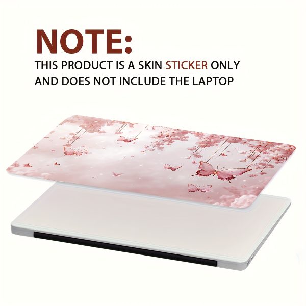 2pcs Floral & Butterfly Vinyl Laptop Skins - Scratch-Resistant, Easy-to-Apply DIY Art Protective Covers for Laptops, Notebooks, Cars, Helmets, Fridge Decor - Durable PVC Material with Vibrant Pink & White Design, Cute Laptop Skins, Helmet Decoration, Whimsical Design, Longlasting Protection - Image 6