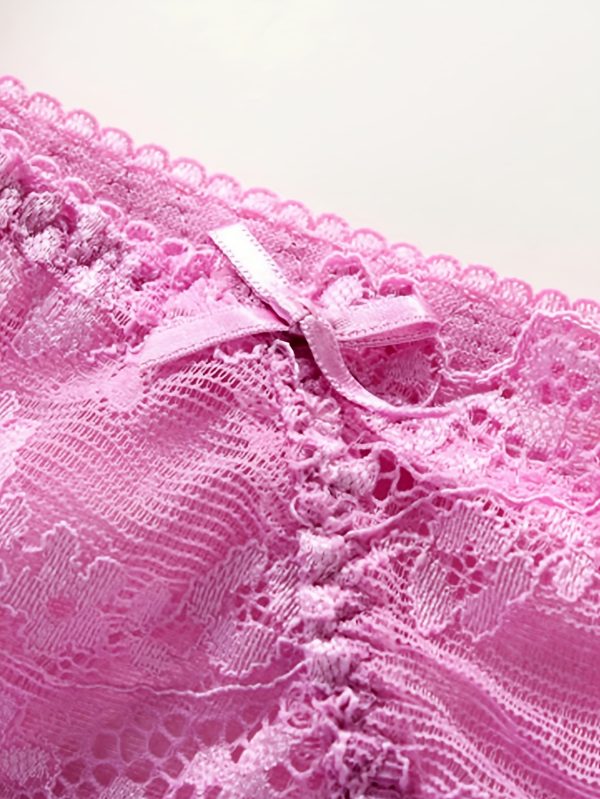 Women'S Sexy Lace Gathered Adjustable Push-Up Bra Underwear Set, Elegant Style Bra Set, Lace Panties, Soft, Breathable And Comfortable, Purple - Image 7