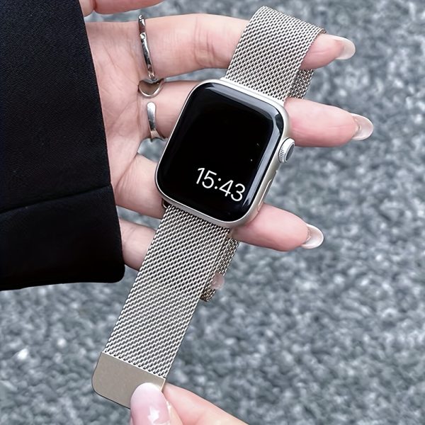 [Shiyu Milanese] Shiyu Milanese Loop Band for Apple Watch | Stainless Steel Mesh, Magnetic Clasp, Waterproof Strap | Compatible with Series 1-10 & SE, Sizes 38mm-49mm, Elegant Design for Men and Women - Image 13