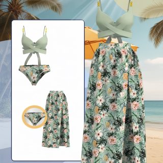 Green Floral--Separate Swimsuit