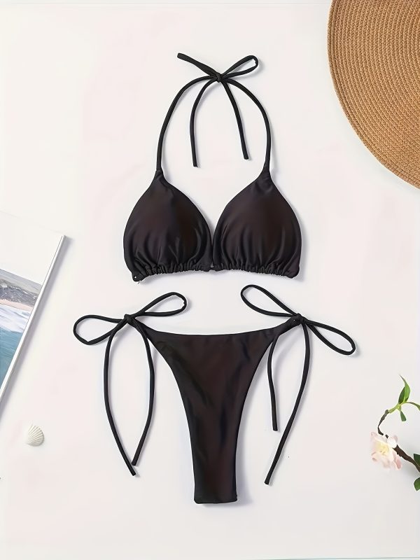 Women's Two-Piece Bikini Set, V-Shaped Bottoms, Women's Swimwear And Clothing., High Waisted Bikini Set - Image 3