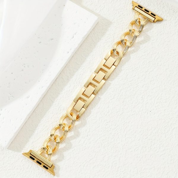Adjustable Stainless Steel Chain Link Bracelet for Apple Watch Series 10/9/8/7/6/5/4/3/2/1 Ultra/SE - Includes SE and Ultra Models, Quick Release Buckle, Comfortable Fit, Denim Chain Design, Irregular for iwatch Bracelet Strap, for Apple Watch Accessories - Image 8