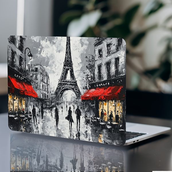2pcs Paris Street Pattern Laptop Art Decal Protective Case, Universal Netbook Light Beige Stickers Non-Reusable Laptop Skins Waterproof and Scratch Resistant - Water-resistant, Anti-scratch, Suitable for Laptops, Cars - Image 3