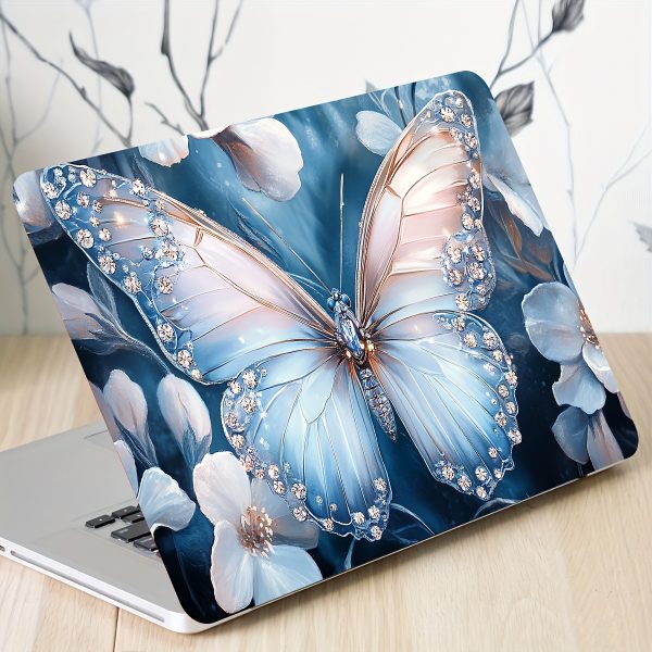 Vinyl Laptop Case Butterfly Flower Stickers, 2pcs/set, Scratch-Proof DIY Art Protective Case, Suitable for Laptops - Easy to Paste and Durable Design Suitable for Laptops, Cars, Helmets, Motorcycles, Refrigerator Decoration - Image 3