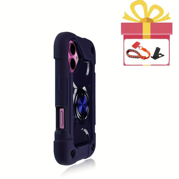 A Colorful Dual Ring Case Suitable for The Apple Iphone 16, Featuring a Durable Shell with a 360° Dual Rotating Ring Stand, a Phone Lanyard, And a 3-In-1 Protective Cover That Is Shockproof. - Image 12