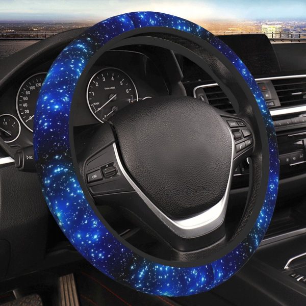 Breathable Anti-Slip Elastic Steering Wheel Cover - Blue Starry Night Design, No Inner Circle, Fit for Cars, Comfortable Grip & All-Season Use, Cute Steering Wheel Cover, Car Accessory, Stylish Car Decor - Image 7