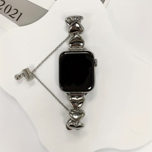 Fashion Women's Heart-Shaped Stainless Steel Metal Smartwatch Strap For Apple Watch38 40 41 42 44 45 49mm Series 1 2 3 4 5 6 7 8 9 SE Ultra Replacement Strap - Image 5