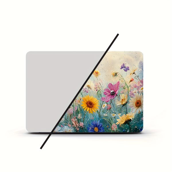 2pcs Floral Vinyl Laptop Skins, Vibrant Flower Design, Scratch-Resistant DIY Art Covers for Notebooks & Cars - Easy Apply, Durable Decoration, Notebook Accessories - Image 5