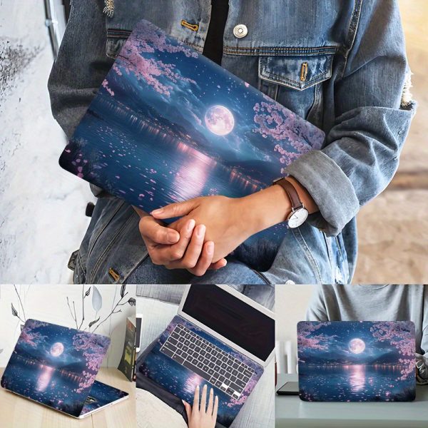 3pcs, 1pc As a Spare, No Need to Worry about Damaging The Stickers, Creatively Designed Cherry Blossom And Moonlight Laptop Stickers - Easy to Install - Waterproof And Scratch-Resistant - PVC - Image 4