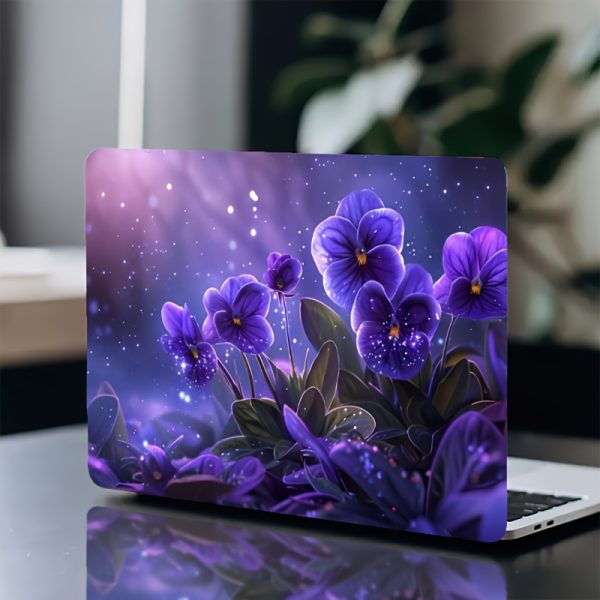 2pcs Purple Pansy Floral Vinyl Laptop Sticker Skins - Scratch-Resistant Waterproof Decals for 30.48-38.1 cm Laptops, Easy Peel & Stick No Residue, Replaceable Disposable Decoration, Perfect Digital Gift, Tech Accessory, Eyecatching Design, Scratchresistant Decal - Image 4