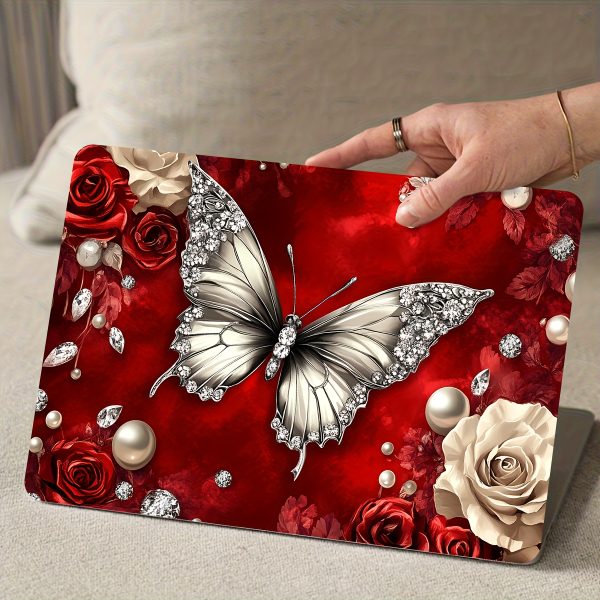 Pack of 2 Red Butterfly Laptop Art Decal Protective Cases, Universal Netbook Light Beige Stickers Non-Duplicate Use Field Notebook Computer Light Beige Sticker Decals Waterproof and Scratch Resistant - Waterproof, Anti-scratch, Suitable for Laptops, Cars - Image 9