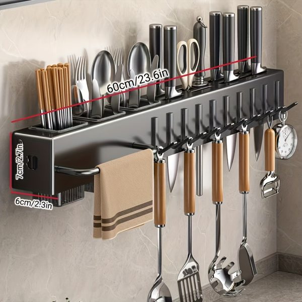 Wall-Mounted Knife Holder & Utensil Organizer - Space-Saving Kitchen Storage Rack with Hooks for Knives, Cutting Boards & Cookware, Powder-Coated Durable Design for Home or Camping Use, Kitchen Organizers And Storage, Kitchen Storage Solution, Spacesaving Design, Powdercoated Finish - Image 6