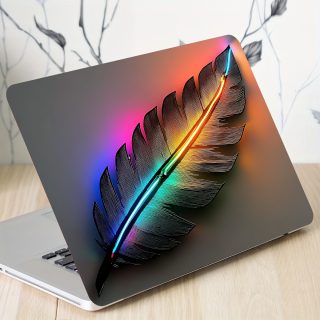Vinyl Laptop Shell Feather Stickers, 2pcs/Set, Scratch-Proof DIY Art Protective Case for HP, Dell, Lenovo, Apple, Asus Laptops - Easy to Apply and Durable Design Suitable for Notebooks, Cars, Helmets, Motorcycles, Refrigerator Decorations
