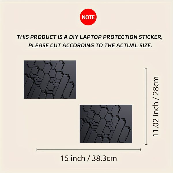 2pcs Black Metallic Laptop Skin Decals, Waterproof and Scratch-Resistant, Self-Adhesive Vinyl Stickers for Laptops, Semi-Matte Finish, Cartoon Pattern, Laptop Accessories - Image 4