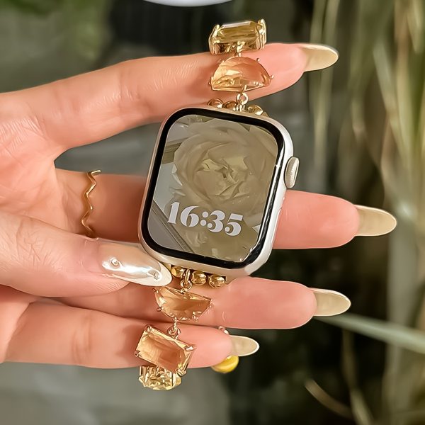 1pc Alloy Copper Gemstone Chain Style for apple Watch Band Strap, Women Fashionable Wristband, Without Battery, Compatible with 38mm 40mm 41mm 42mm 44mm 45mm 46mm 49mm for apple Watch Ultra S10/9/8/7/6/5/4/3/2/1 Smart Watch - Image 10