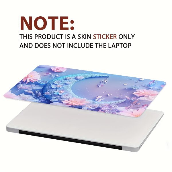 2pcs Aesthetic Vinyl Laptop Cases with Floral & Crescent Moon Design - Scratch-Resistant DIY Art Protective Covers, Easy to Apply & Durable, Non-Adhesive, Universal Fit for Notebooks, Laptop Customization | Whimsical Design | Durable Vinyl Material - Image 6